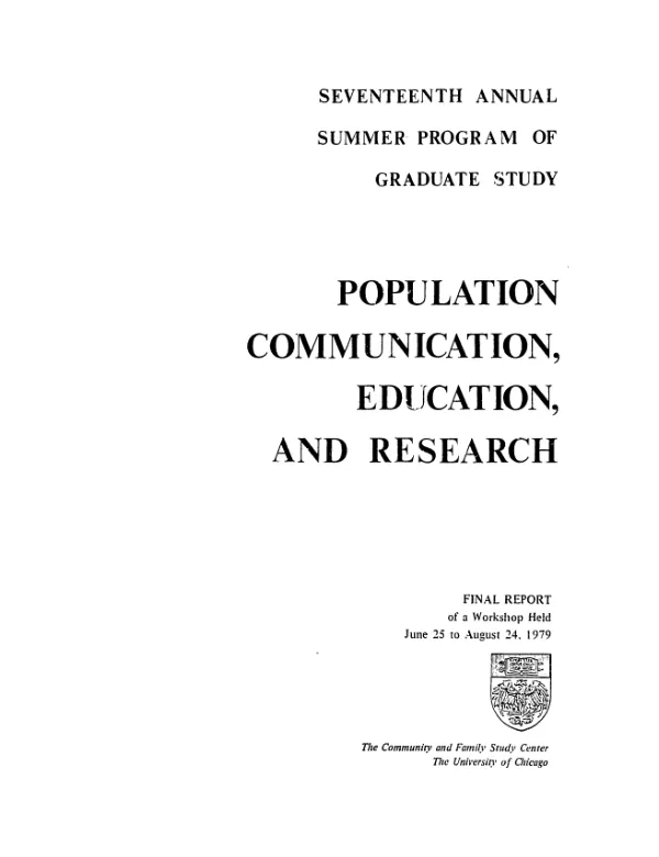 Population communication, education, and research