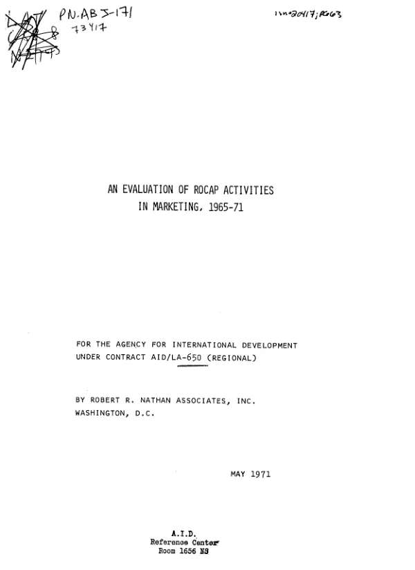 Evaluation of ROCAP activities in marketing, 1965-1971