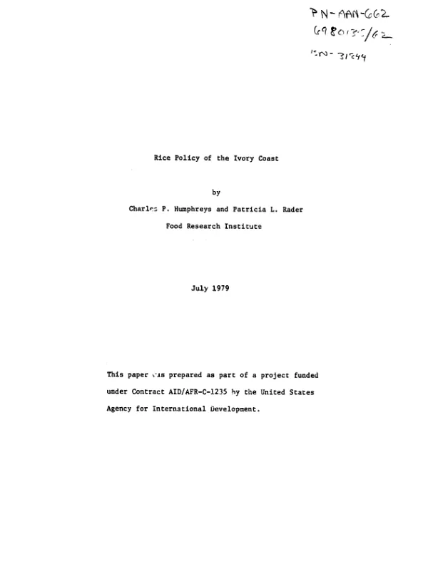 Rice policy of the Ivory Coast