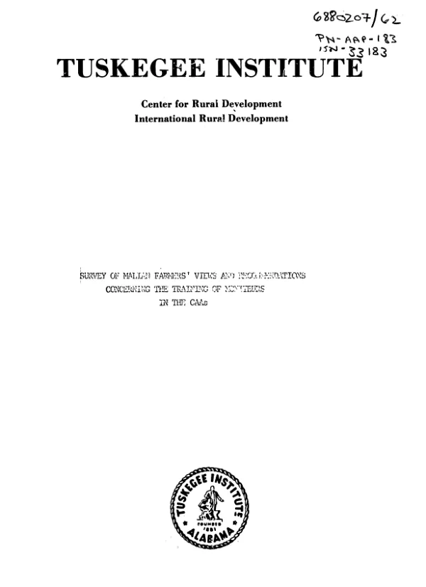 Survey of Malian farmer"s views and recommendations concerning the training of moniteurs in the CAAs : phase V report
