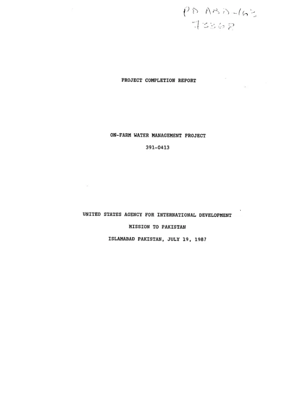 Project completion report : on-farm water management project, 391-0413