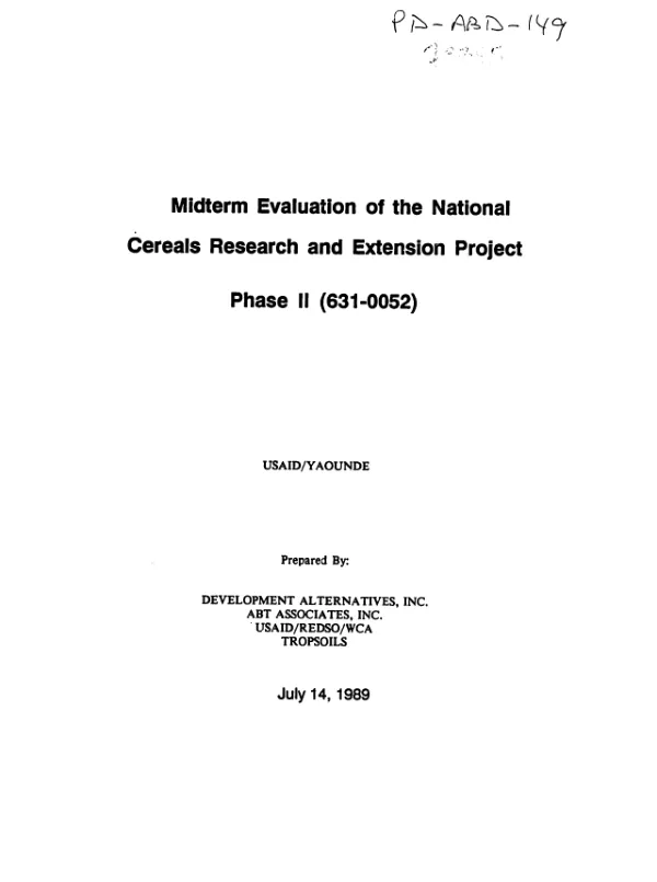 Midterm evaluation of the national cereals research and extension project phase II (631-0052)