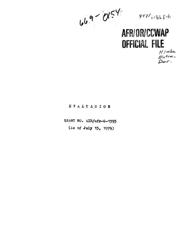 Evaluation : grant no. AID/AFR-G-1395