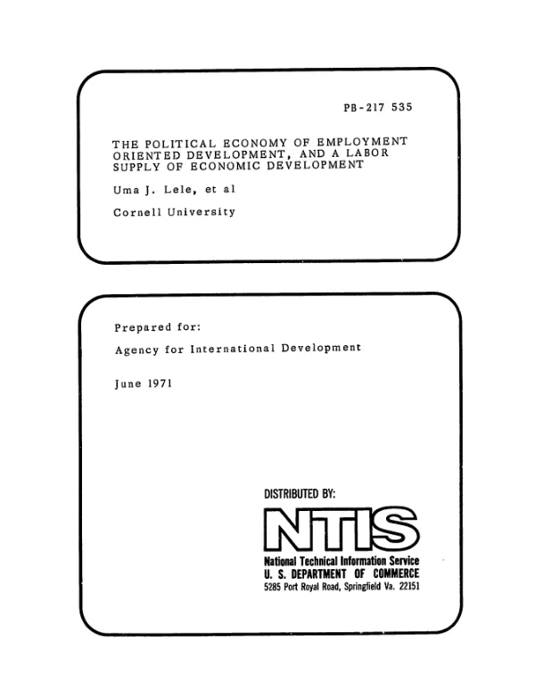 POLITICAL ECONOMY OF EMPLOYMENT ORIENTED DEVELOPMENT