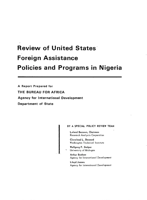 Review of United States foreign assistance policies and programs in Nigeria