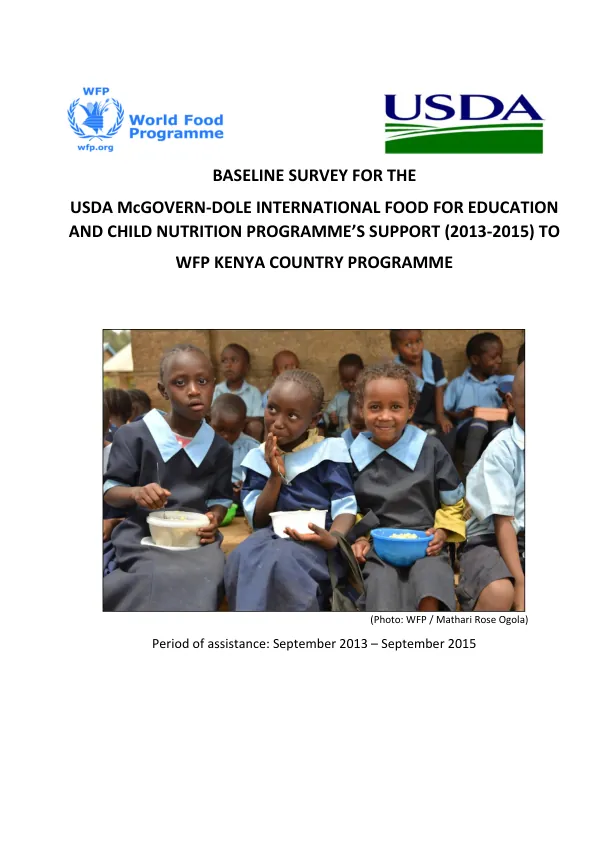[USDA] Baseline survey for the USDA McGovern-Dole international food for education and child nutrition programme’s support (2013-2015) to WFP Kenya country programme