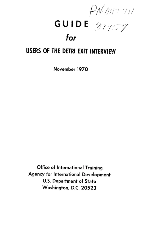Guide for users of the Detri exit interview