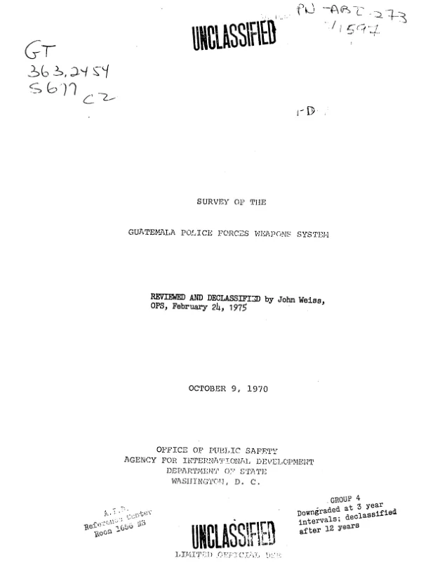 Survey of the Guatemala police forces weapons system