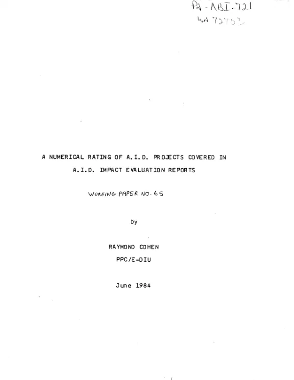 Numerical rating of AID projects covered in AID impact evaluation reports