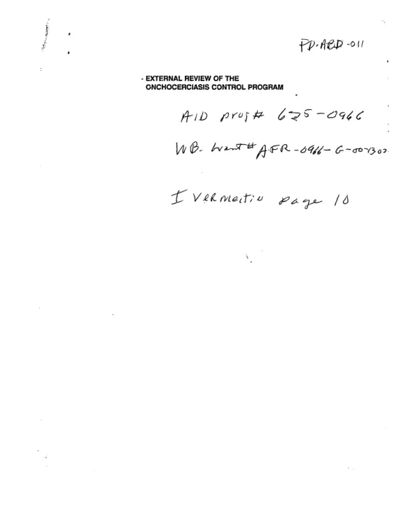 External review of the onchocerciasis control program