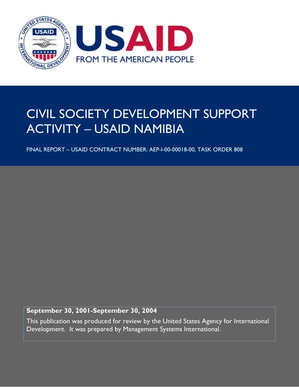 Civil society development support activity : USAID Namibia -- final report