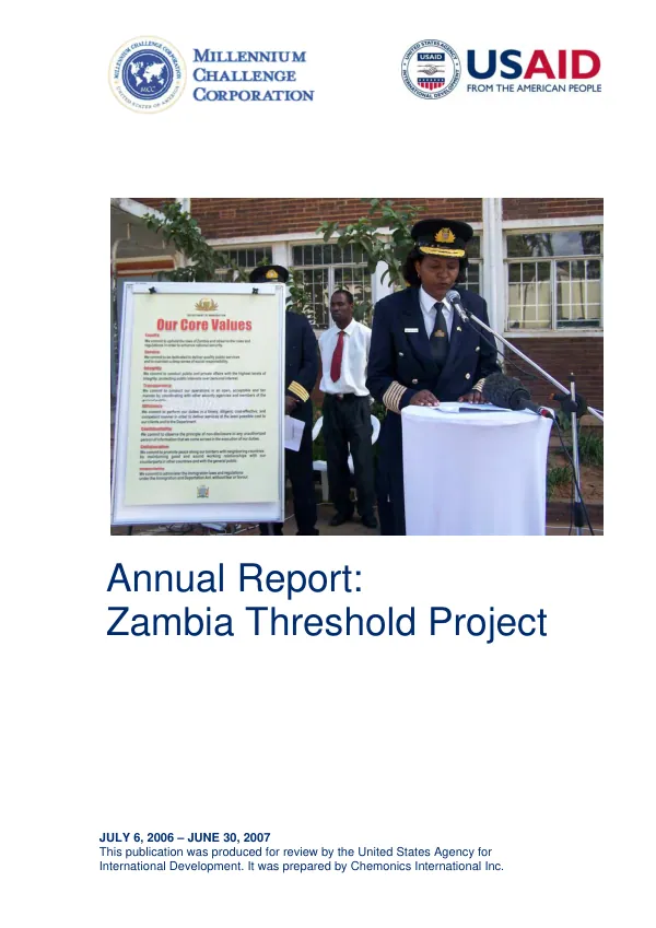 Annual report : Zambia threshold project, July 6, 2006-June 30, 2007
