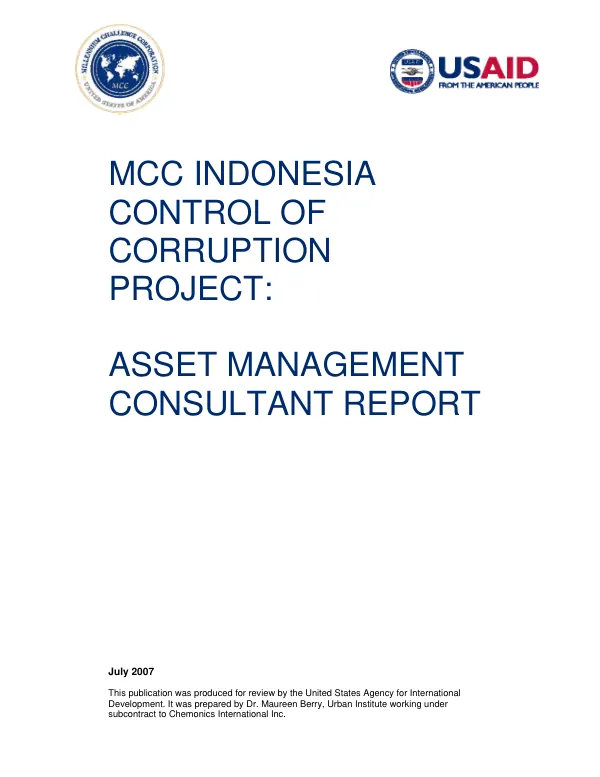 Asset management consultant report[, June 8-July 13, 2007]
