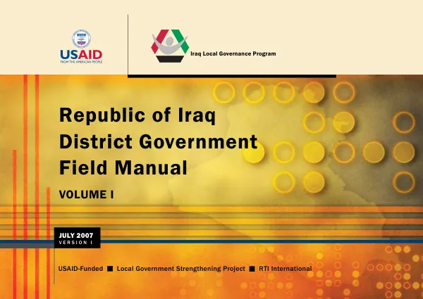 Republic of Iraq district government field manual : volume I -- version 1
