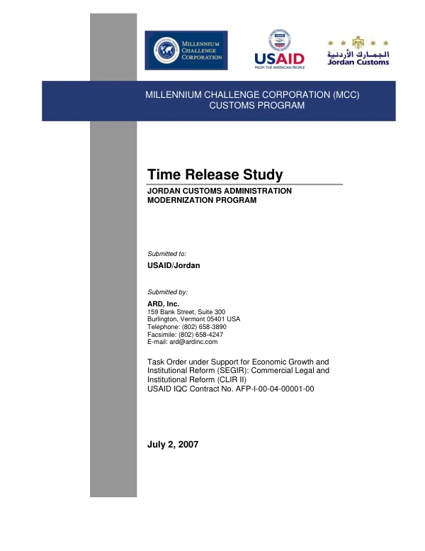 [Jordan customs administration modernization program] : time release study