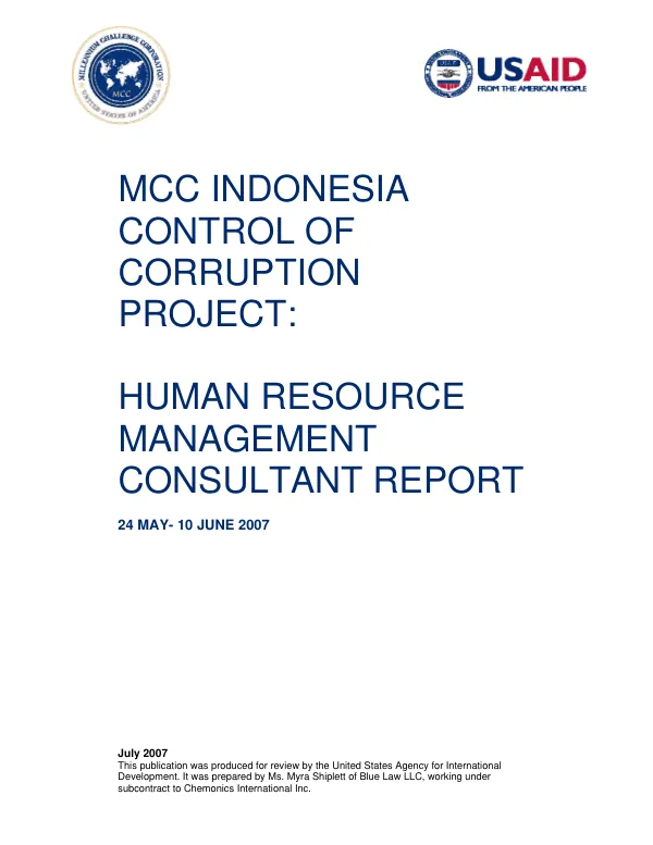 Human resource management consultant report, 24 May-10 June 2007