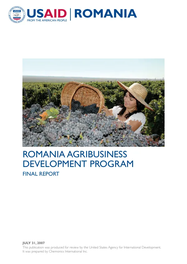 Romania agribusiness development program [RADP] : final report