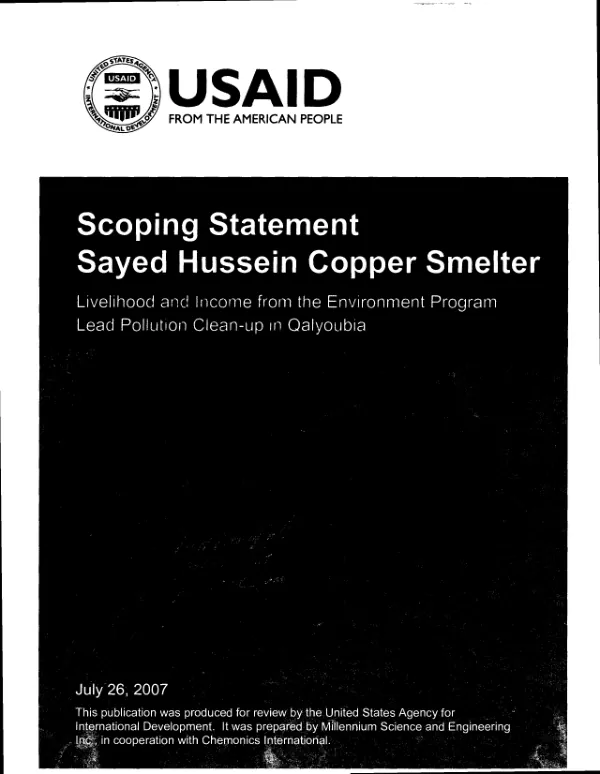 Scoping statement : Sayed Hussein copper smelter