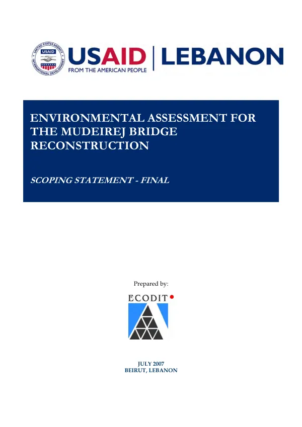 Environmental assessment for the Mudeirej Bridge reconstruction : scoping statement -- final