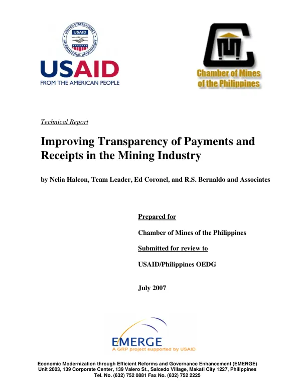 Improving transparency of payments and receipts in the mining industry