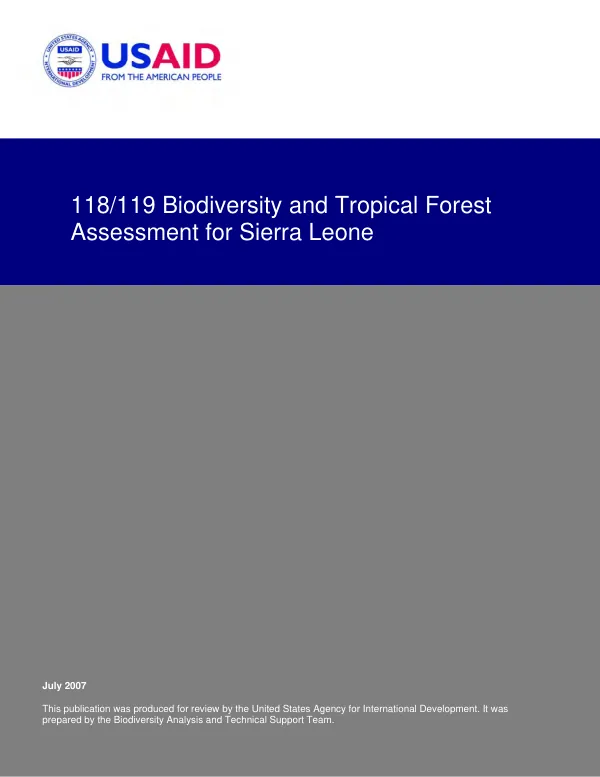 118/119 biodiversity and tropical forest assessment for Sierra Leone