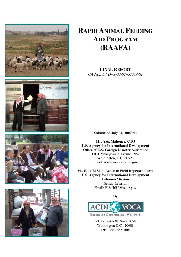 Rapid animal feeding aid program (RAAFA) : final report