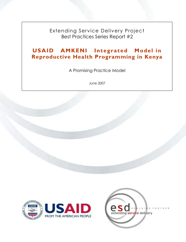 USAID AMKENI integrated model in reproductive health programming in Kenya a promising practice model