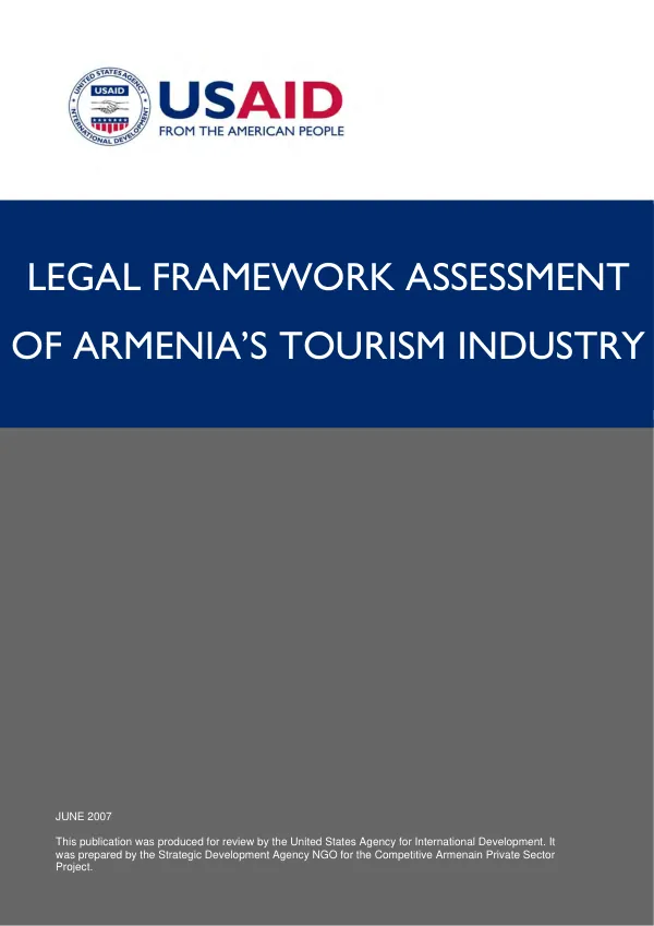 Legal framework assessment of Armenia"s tourism industry