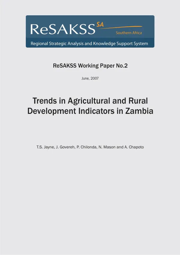 Trends in agricultural and rural development indicators in Zambia