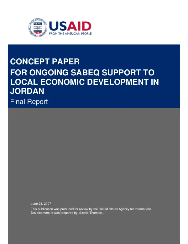Concept paper for ongoing SABEQ support to local economic development in Jordan : final report