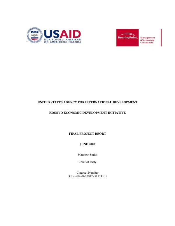 Kosovo economic development initiative : final project report