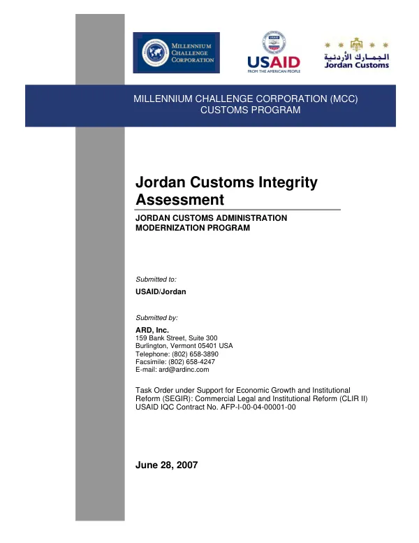 Jordan customs integrity assessment