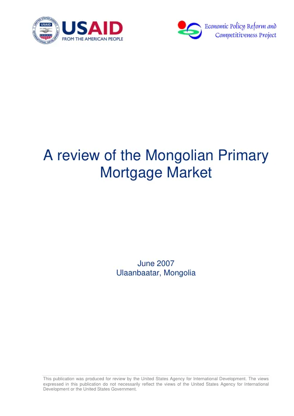 A review of the Mongolian primary mortgage market