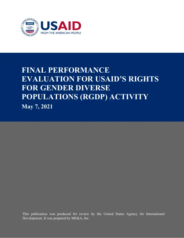 Final performance evaluation for USAID’S rights for gender diverse populations (RGDP) activity