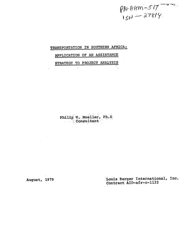 Transportation in southern Africa : application of an assistance strategy to project analysis