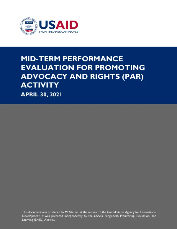 Mid-term performance evaluation for promoting advocacy and rights (PAR) activity