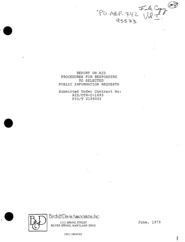 Report on AID procedures for responding to selected public information requests