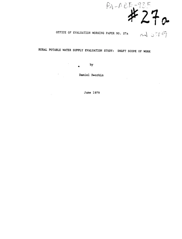 Rural potable water supply evaluation study : draft scope of work