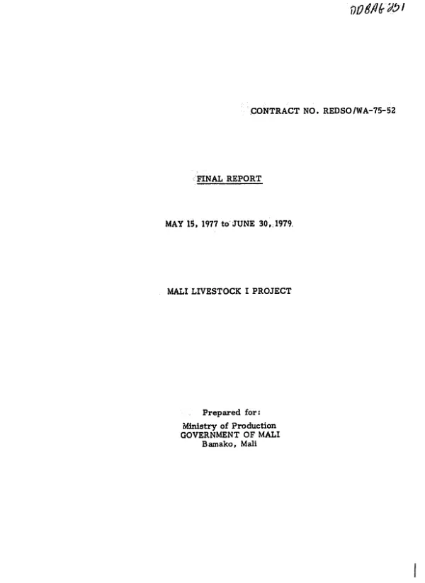 Final report : May 15, 1977 to June 30, 1979, Mali livestock I project