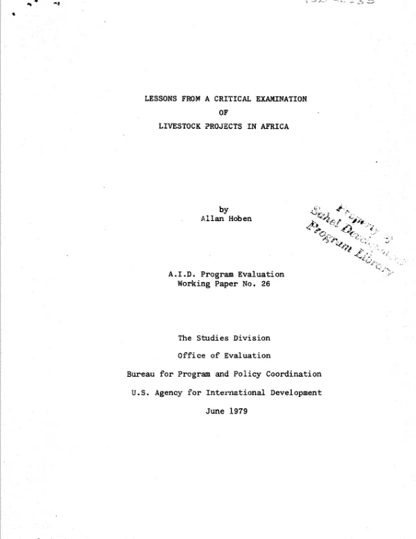 Lessons from a critical examination of livestock projects in Africa