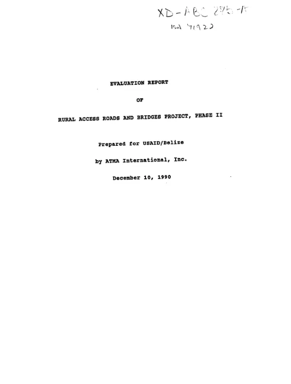 Evaluation report of rural access roads and bridges project, phase II