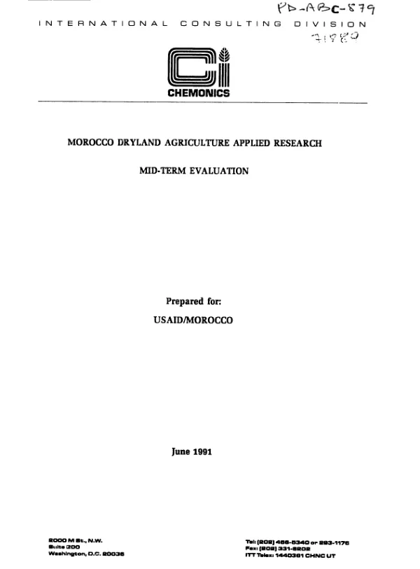 Morocco dryland agriculture applied research, project no. 608-0136 : mid-term evaluation