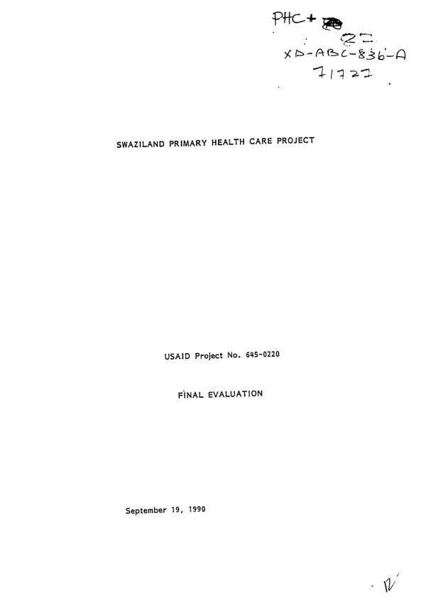 Swaziland primary health care project : final evaluation