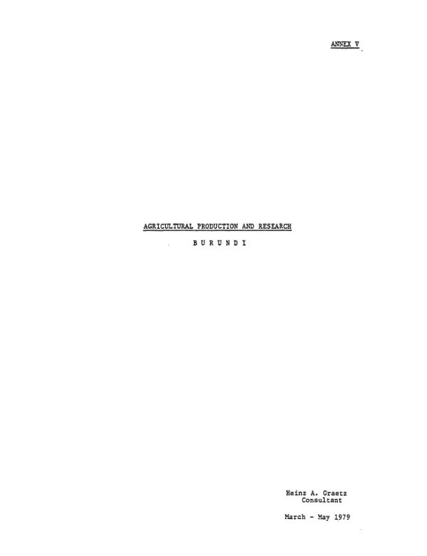 Agricultural production and research : Burundi