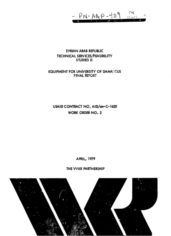 Syrian Arab Republic, technical services/feasibility studies II : equipment for University of Damascus final report