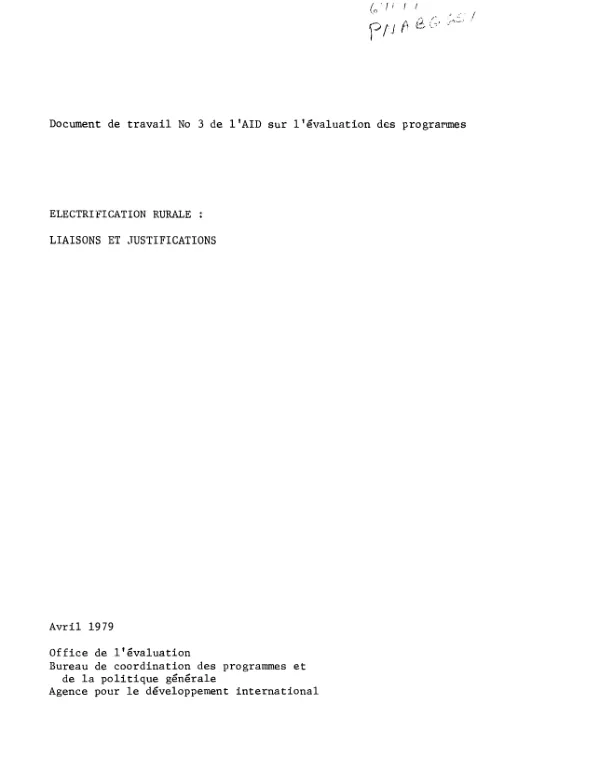 Electrification rurale : liaisons et justifications