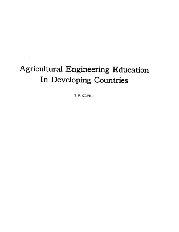Agricultural engineering education in developing countries