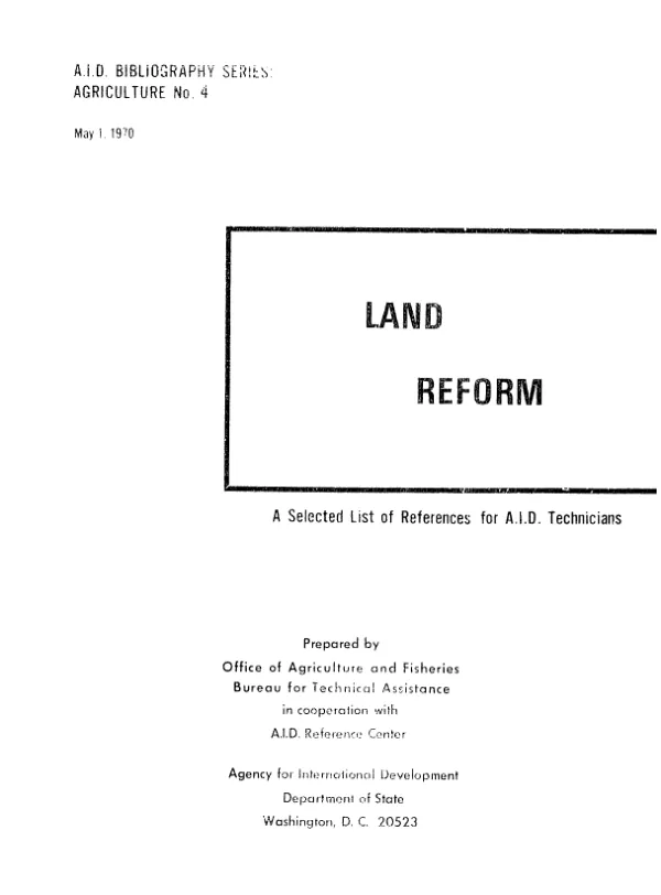 Land reform : a selected list of references for AID technicians