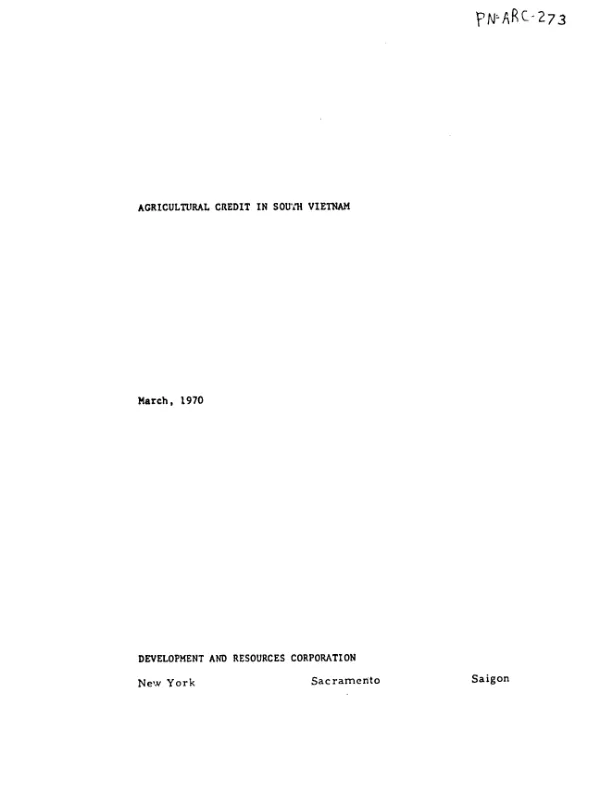 Agricultural credit in South Vietnam