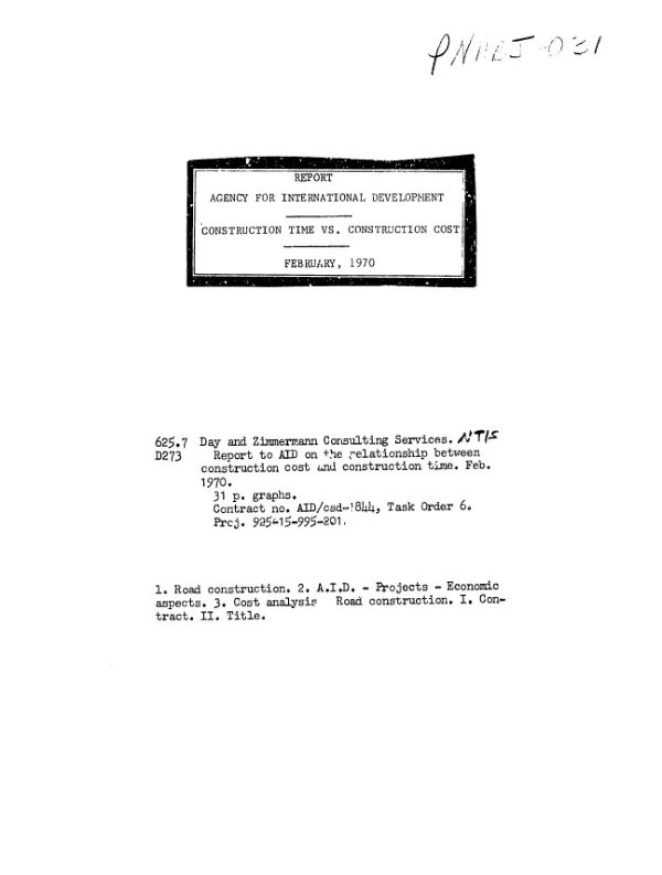 Report to AID : construction time vs. construction cost